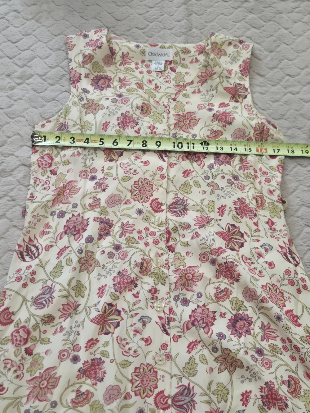 Chadwicks Cream Floral 90s Sleeveless Button-Front Cottagecore Maxi Dress, 12P - Picture 3 of 7